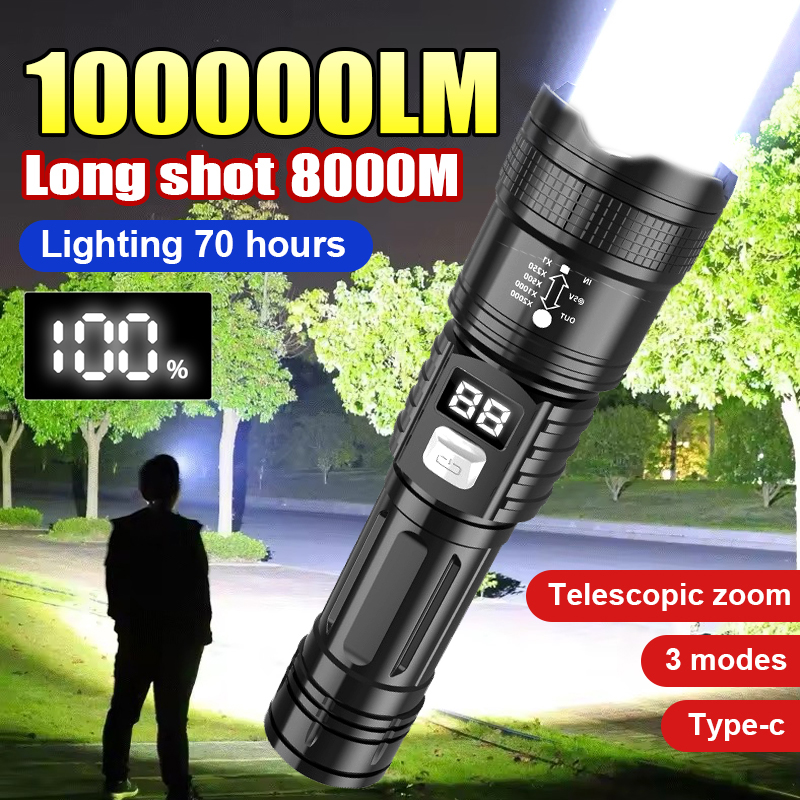 Outdoor Adventure Trips - 100000LM Super Bright Led Flashlights Rechargeable